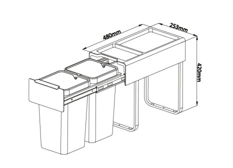 CEMUX sorter MEDIUM 30/2 2x14L antracit na dvířka