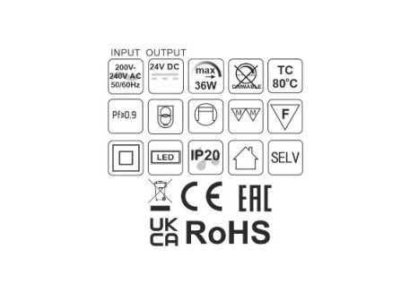 LED napáječ 24V 36W bez kabelu