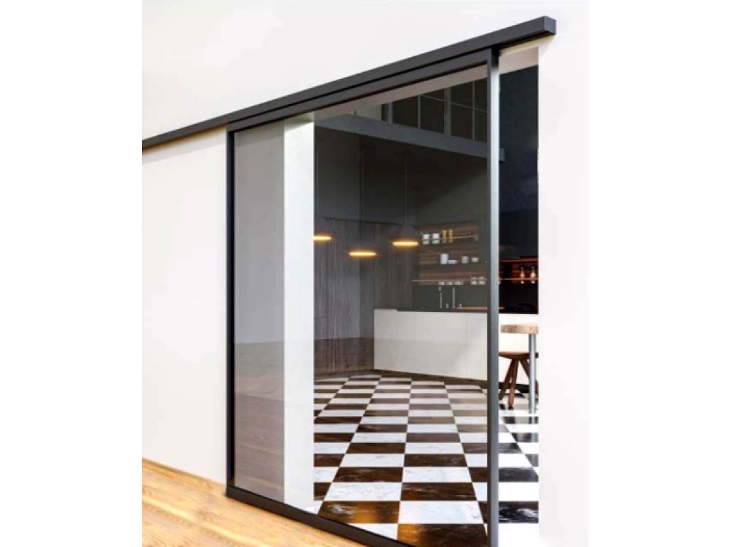 Cemux STARSHIP MINIMAL sada kování pro posuvné rámové dveře 100kg/2m tlumení