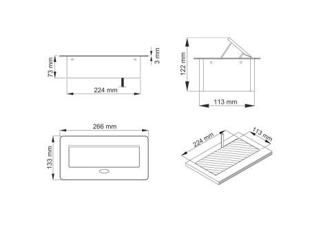Výklopná zásuvka LIFTBOX 2x230V a 2xUSBA/C nabíječka bílá