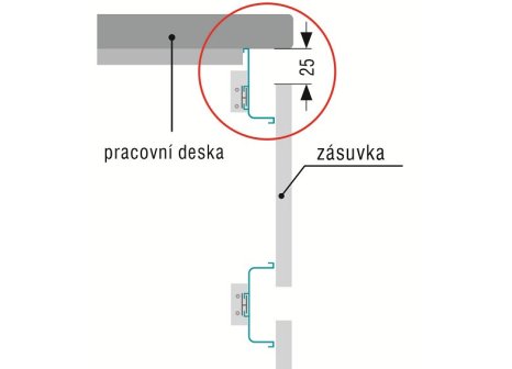Profil pro bezúchytkové dveře J -délka 4100 mm dýha dub