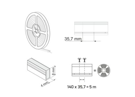 LED pásek NEON FLEX 24V 6,2W/m 168 LED/m 4mm