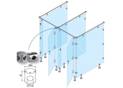 Kování pro WC boxy spojka třícestná
