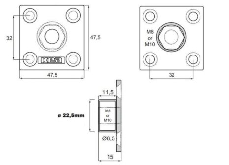 Matice čtvercová pro stolové nohy - M8