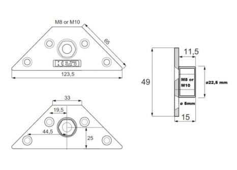 Matice trojúhelníková pro stolové nohy - M8