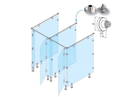 Kování pro WC boxy držák tyče - stěna/tyč