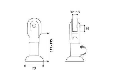 Kování pro WC boxy nožka plast černá