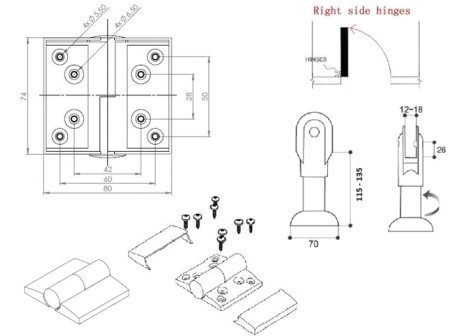 Kování pro WC boxy sada plastová P bílá