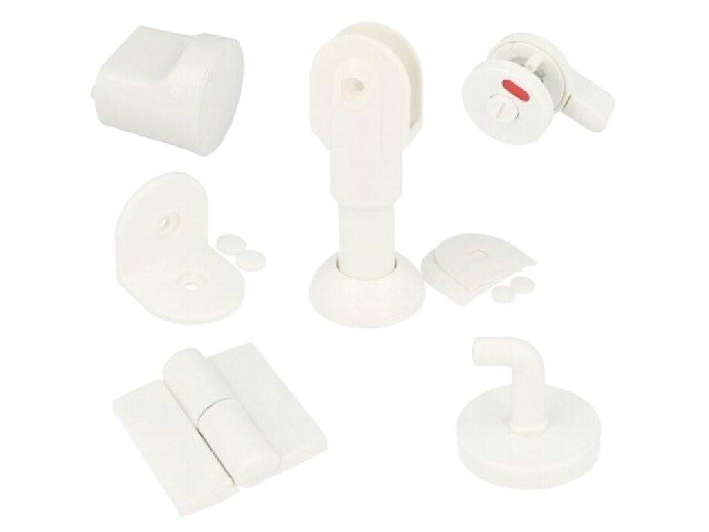 Kování pro WC boxy sada plastová P bílá