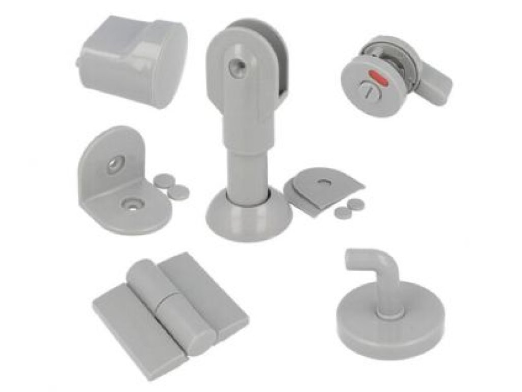 Kování pro WC boxy sada plastová P šedá