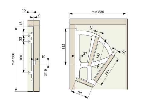 Kování na botník výklopný víceřadý