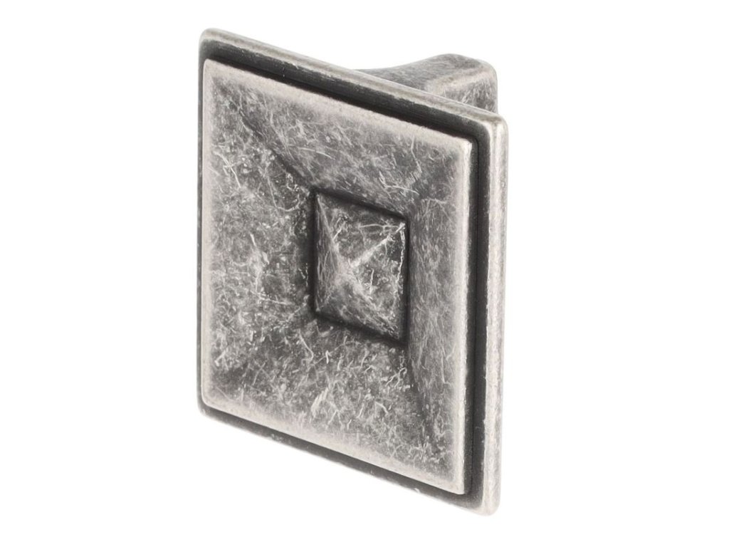 Knopka Elvira rustikální patinovaná stříbrná 40 x 40 mm