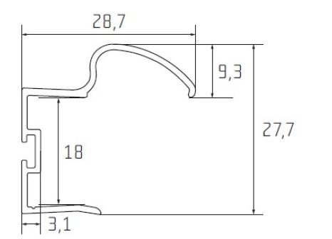 Úchytková lišta S13B délka 2,7 m