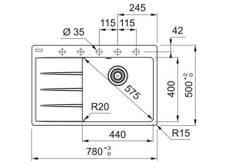 Franke set CNG 611-78 TL/7 odkap vlevo + FC 6018