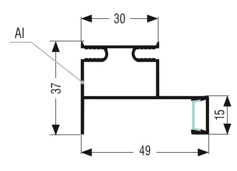 Profil LED vertikální boční 2250 mm nerez broušený