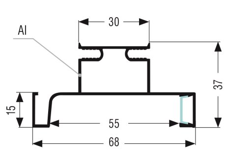 Profil LED vertikální středový 2250 mm nerez broušený