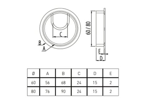 Průchodka kabelová kovová průměr 60 a 80 mm